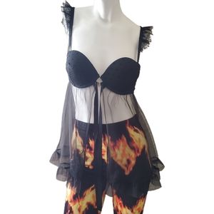 Victoria's Secret 36C black polka dot  negligee